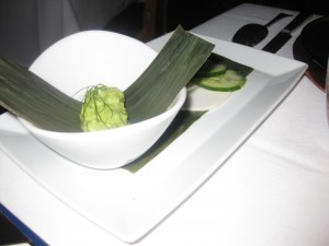 Guacamole with turnip and cucumber slices--Topolobampo