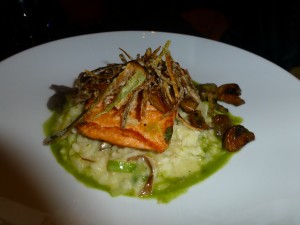 Salmon with leek risotto--Gaslight Grill