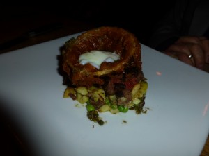 Bison hangar steak with hash and fried egg--Providence New American Kitchen