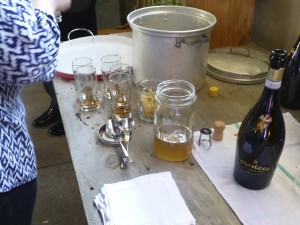 Prosecco with ginger simple syrup and bitters