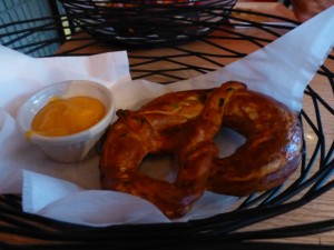 Cheese and Jalapeno Pretzel with cheese sauce--Bier Station