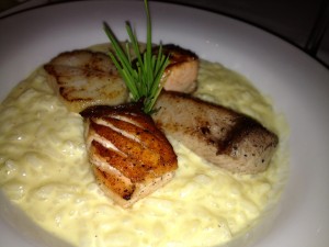 *Edelﬁsch Allerlei (seasonal seafood) in liaison with lemon risotto, asparagus spears--Affare