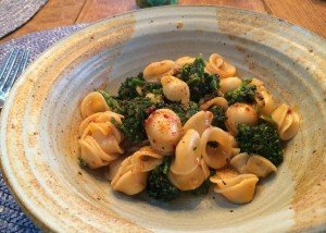Orchiette pasta with broccoli rabe and harissa
