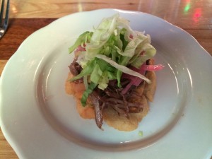 Sopes with goat carnitas