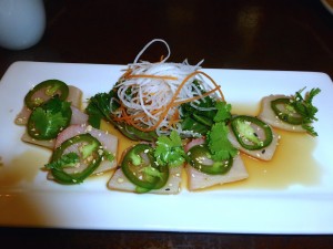 Yellowtail Sashimi with jalapeno and cilantro--Sakae Sushi