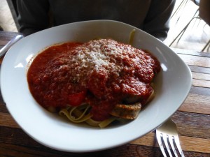 Fettucine with sausage and peppers--Cucina della Ragazza