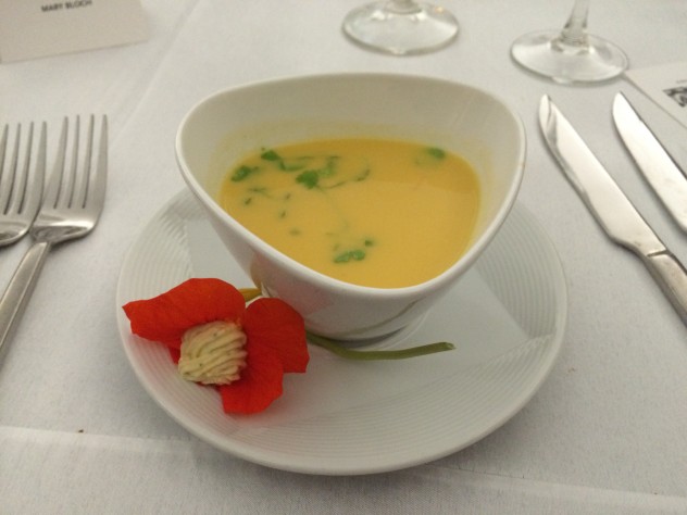 Coconut Ginger Broth, Spring Greens and Pickled Mango