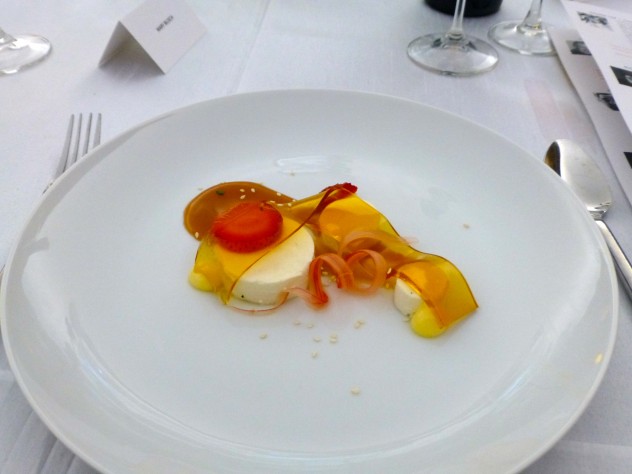 Crème Caramel, Rhubarb, White Sesame, Lemon, Strawberry, Thyme