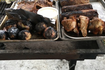 lamb and onions on the grill