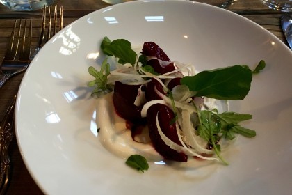 Red Beets and Fennel with ewe milk yogurt and saba