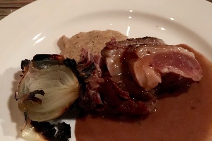dry aged, confit of GDF lamb, buckwheat polenta and charred onion