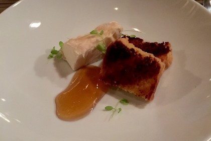 GDF Tuffet Cheese with cornmeal pound cake and honey jam