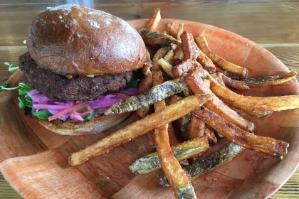 Veggie burger at Howard's cafe